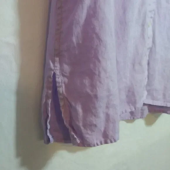 Talbots Pure Irish Linen Lavender Button Up Blouse Top Casual Vacation Size 4 - Picture 4 of 8